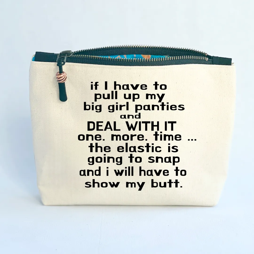 Canvas zip bag lined - big girl panties