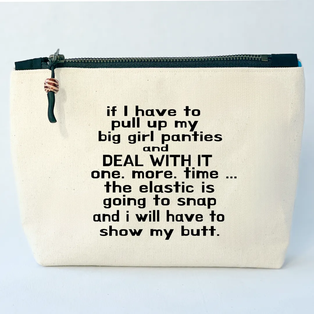 Canvas zip bag lined - big girl panties