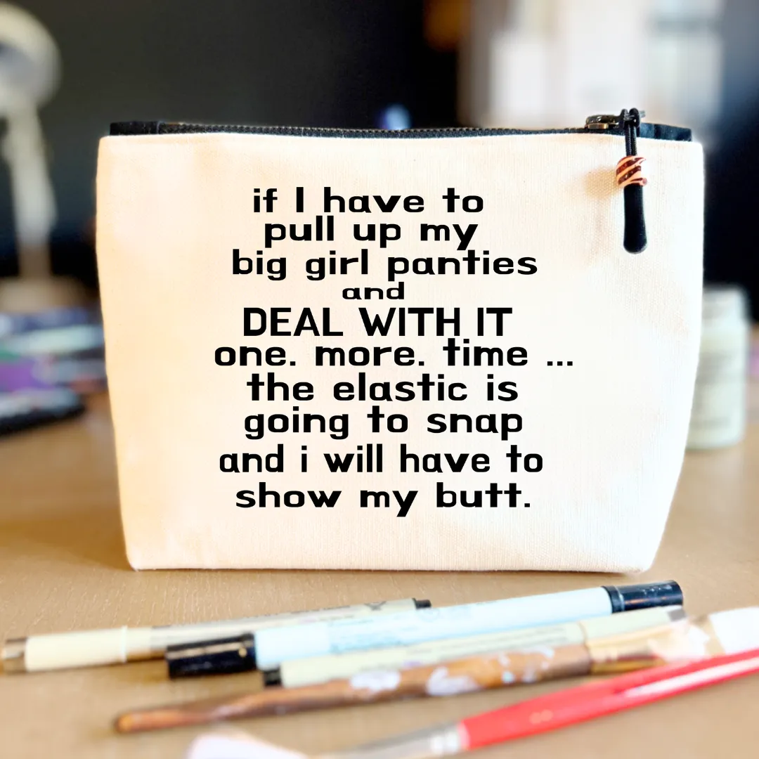Canvas zip bag lined - big girl panties