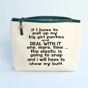 Canvas zip bag lined - big girl panties
