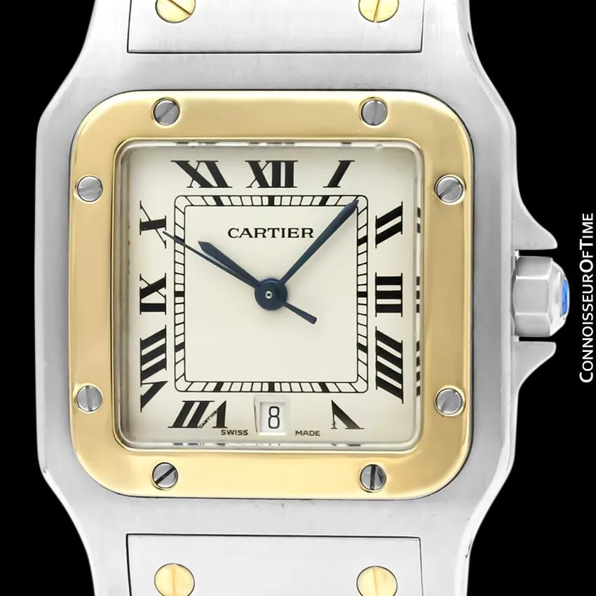 Cartier Santos Galbee Mens Two-Tone Bracelet Stainless Steel & 18K Gold Watch - Box & Papers