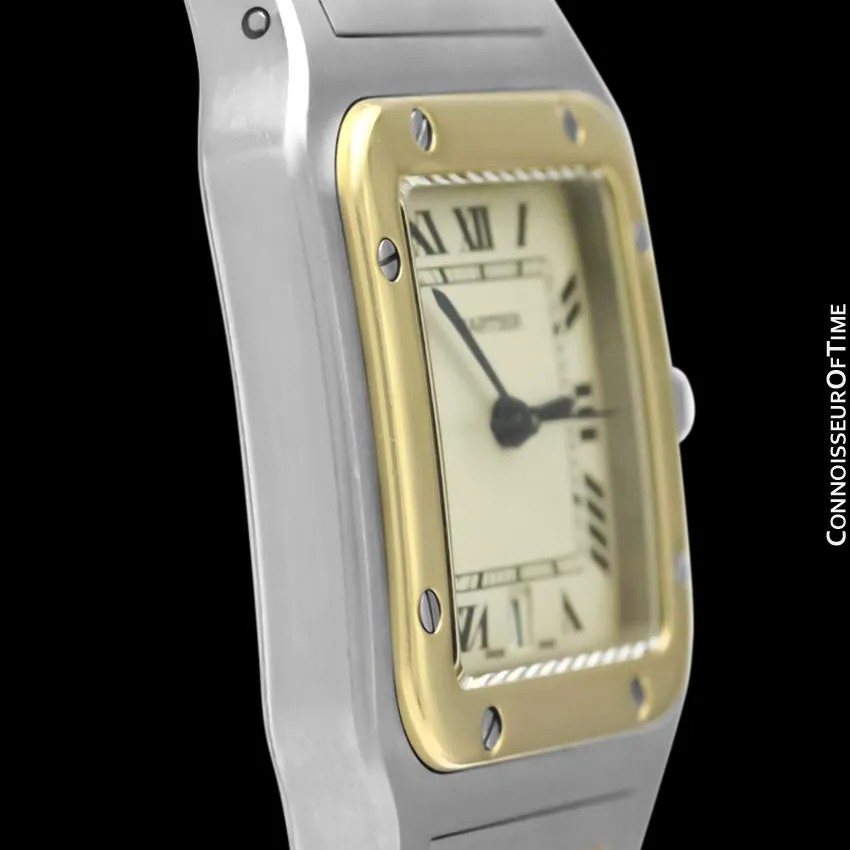 Cartier Santos Galbee Mens Two-Tone Bracelet Stainless Steel & 18K Gold Watch - Box & Papers