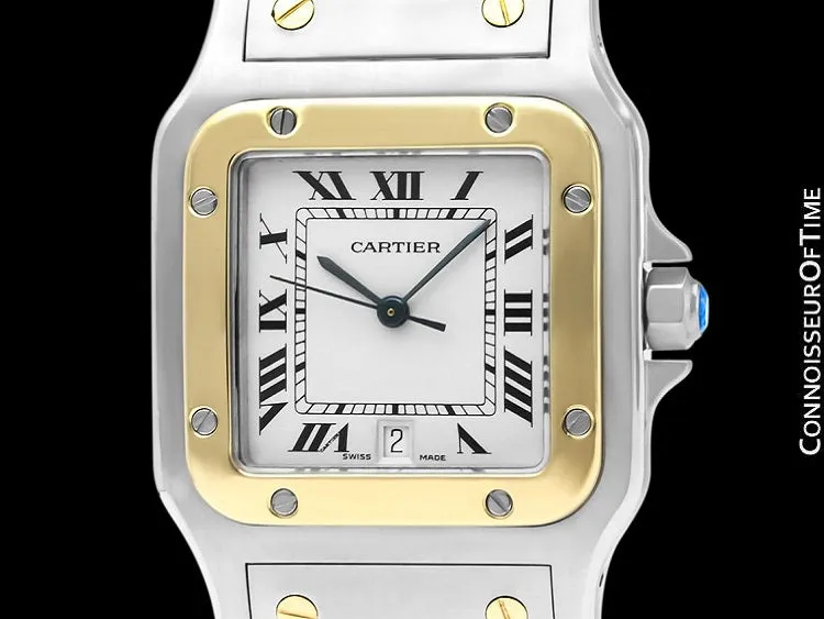 Cartier Santos Galbee Mens Two-Tone Bracelet Watch with Date - Stainless Steel & 18K Gold