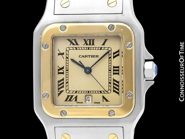 Cartier Santos Galbee Mens Two-Tone Bracelet Watch with Date - Stainless Steel & 18K Gold