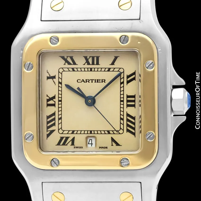 Cartier Santos Galbee Mens Two-Tone Bracelet Watch with Date - Stainless Steel & 18K Gold