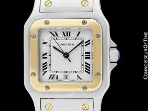 Cartier Santos Galbee Mens Two-Tone Bracelet Watch with Date - Stainless Steel & 18K Gold