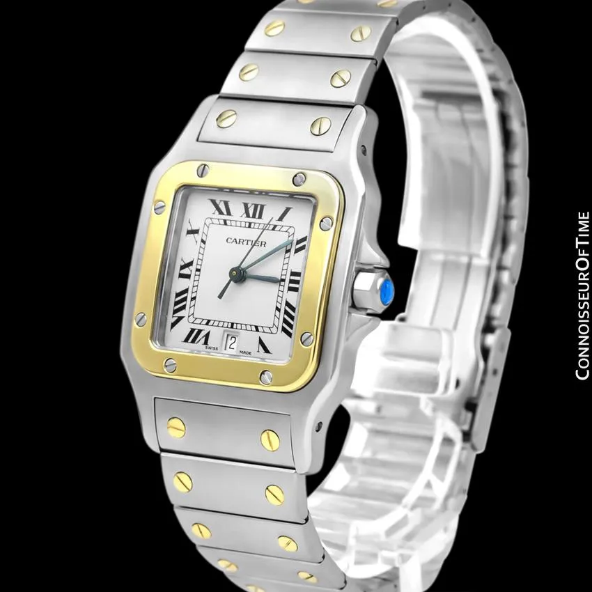Cartier Santos Galbee Mens Two-Tone Bracelet Watch with Date - Stainless Steel & 18K Gold