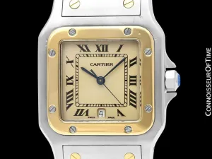 Cartier Santos Galbee Mens Two-Tone Bracelet Watch with Date - Stainless Steel & 18K Gold