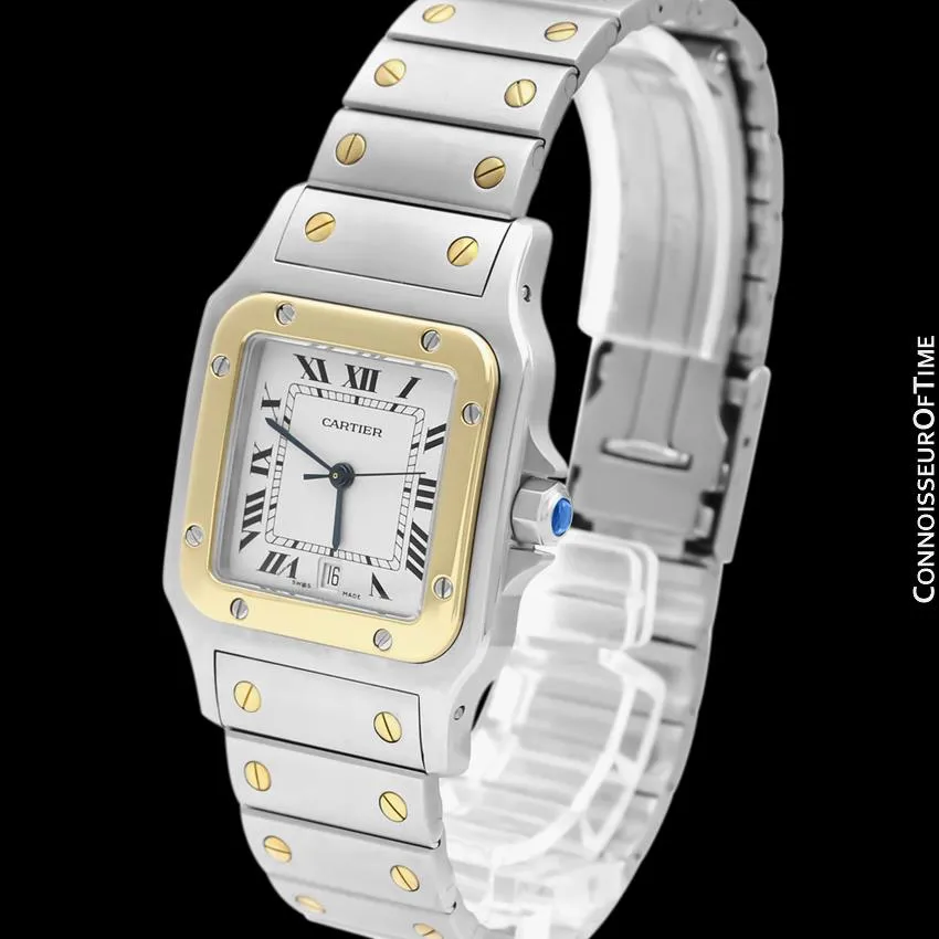 Cartier Santos Galbee Mens Two-Tone Bracelet Watch with Date - Stainless Steel & 18K Gold