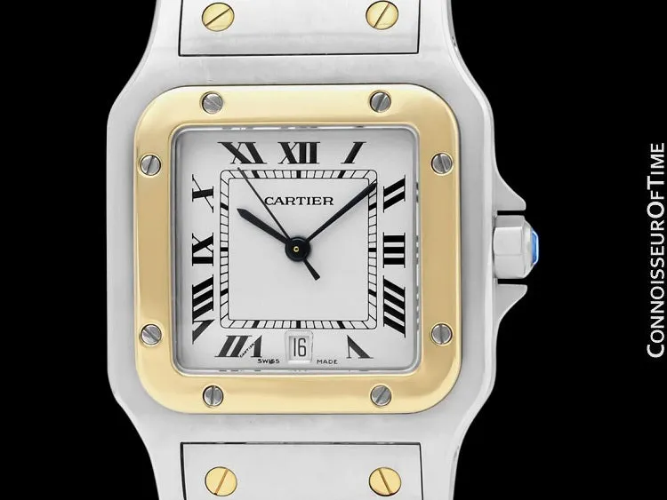 Cartier Santos Galbee Mens Two-Tone Bracelet Watch with Date - Stainless Steel & 18K Gold