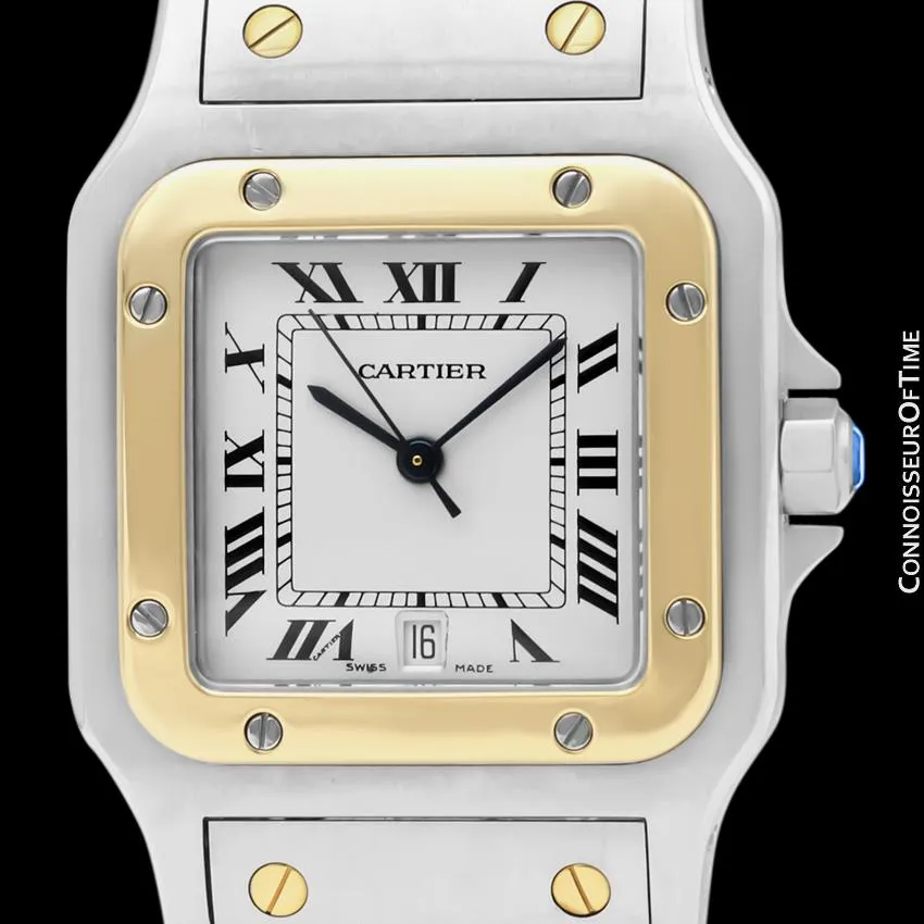 Cartier Santos Galbee Mens Two-Tone Bracelet Watch with Date - Stainless Steel & 18K Gold