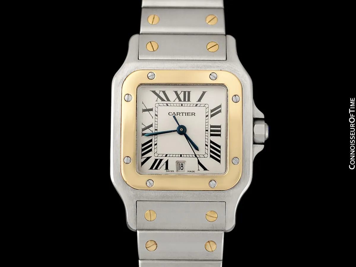 Cartier Santos Galbee Mens Two-Tone Stainless Steel & 18K Gold Bracelet Watch - Papers & Box