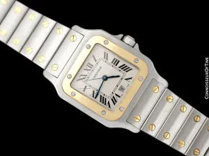 Cartier Santos Galbee Mens Two-Tone Stainless Steel & 18K Gold Bracelet Watch - Papers & Box