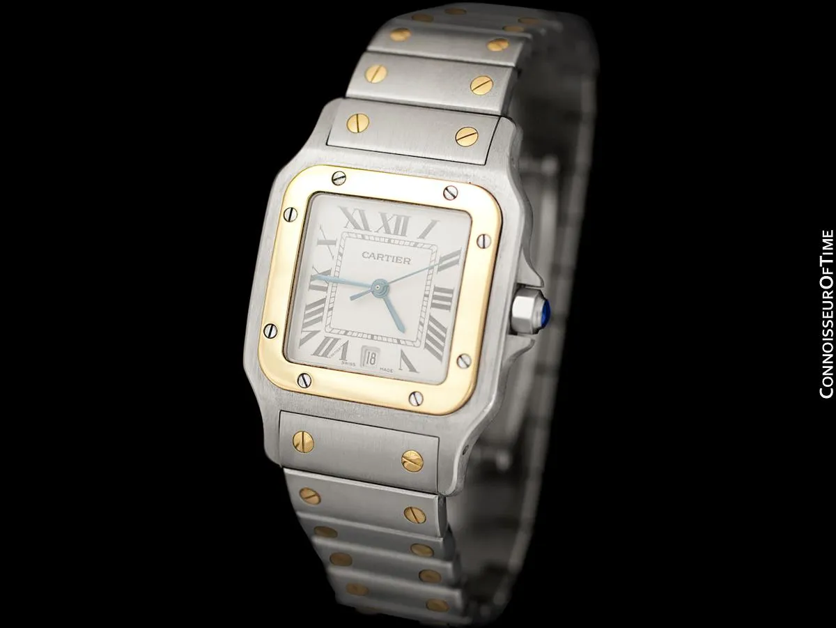 Cartier Santos Galbee Mens Two-Tone Stainless Steel & 18K Gold Bracelet Watch - Papers & Box