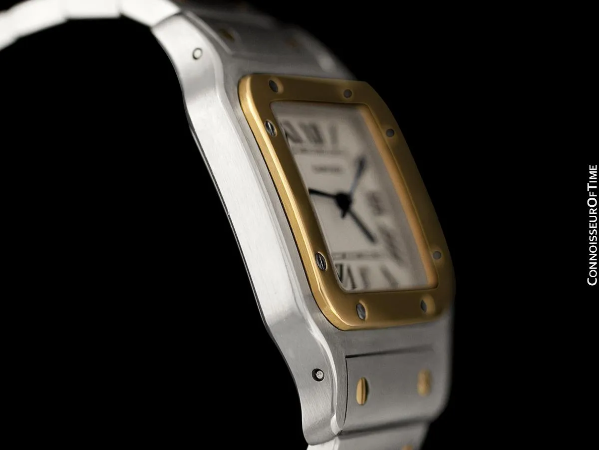 Cartier Santos Galbee Mens Two-Tone Stainless Steel & 18K Gold Bracelet Watch - Papers & Box