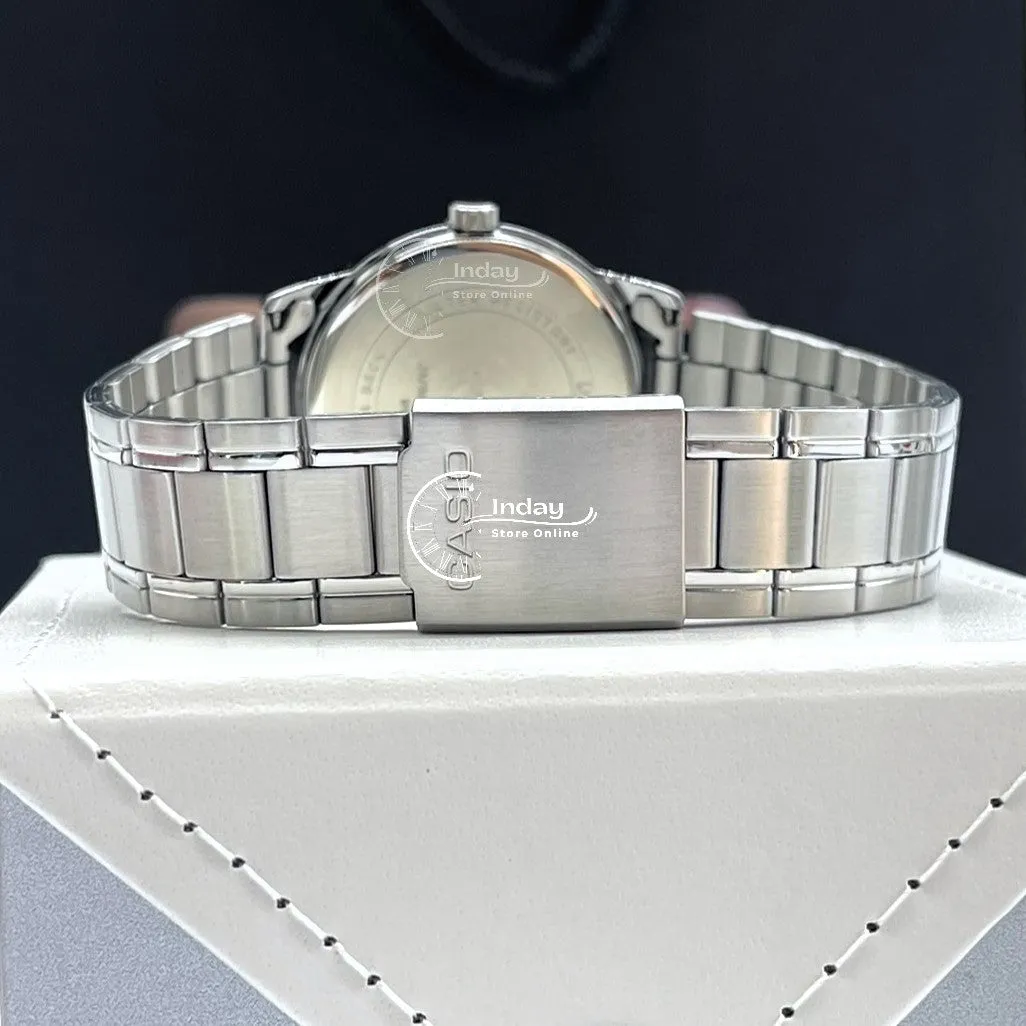 Casio Standard Men's Watch MTP-V002D-2B3 Analog Stainless Steel Band Triple-fold Clasp Mineral Glass