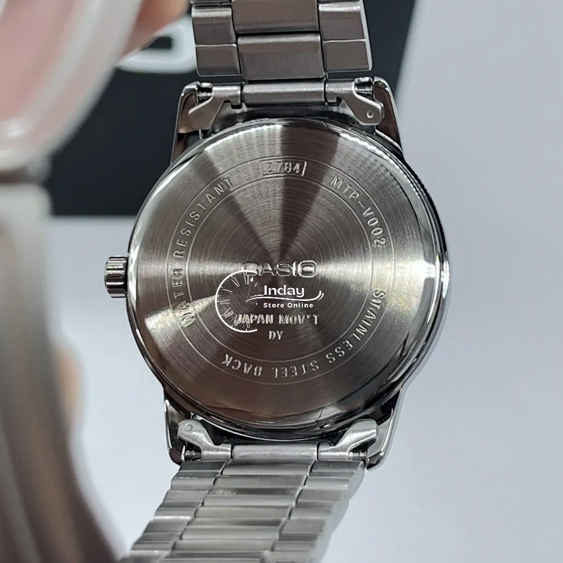 Casio Standard Men's Watch MTP-V002D-2B3 Analog Stainless Steel Band Triple-fold Clasp Mineral Glass