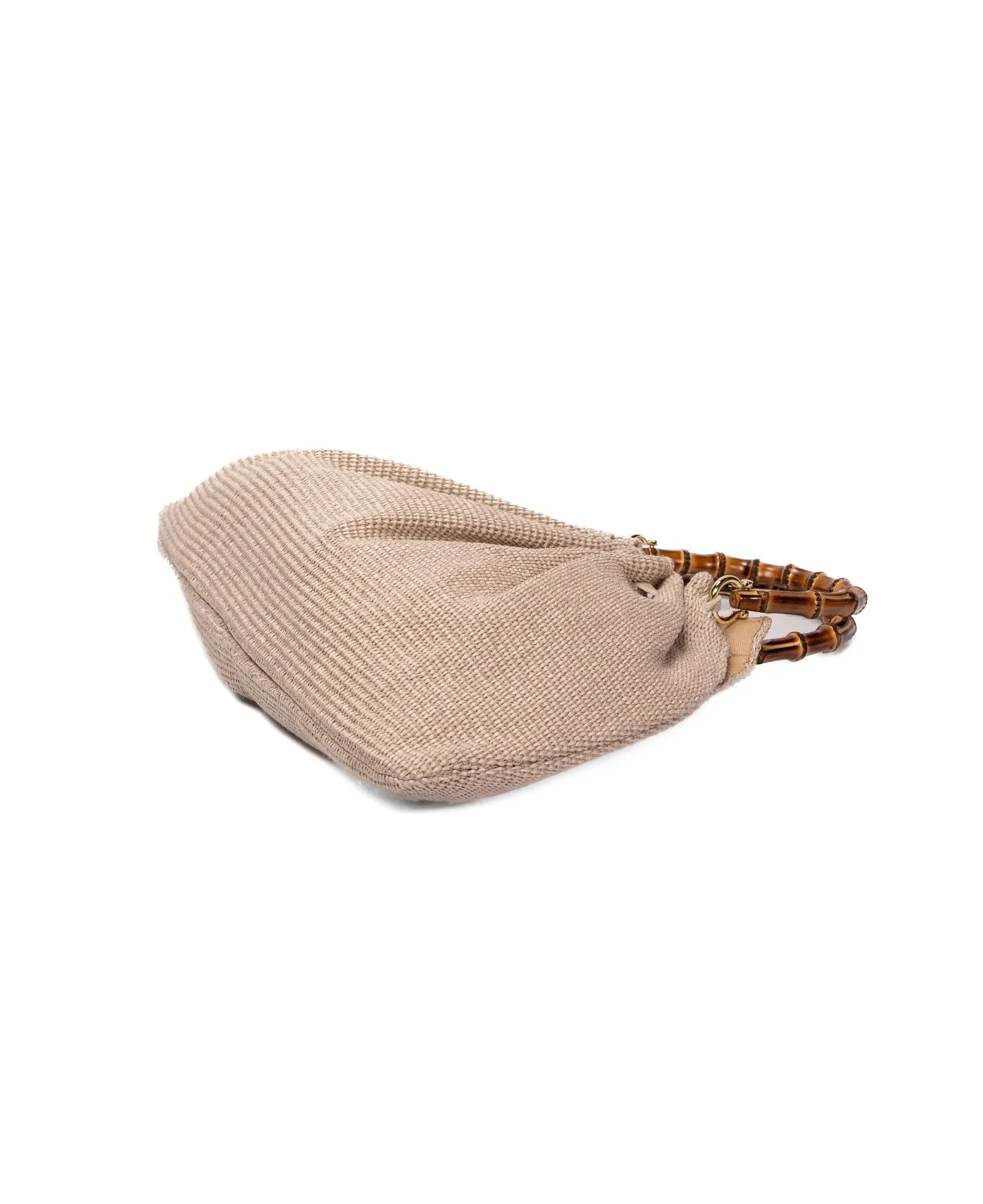 Caterina Raffia Bag Bamboo Handles Light grey- Large