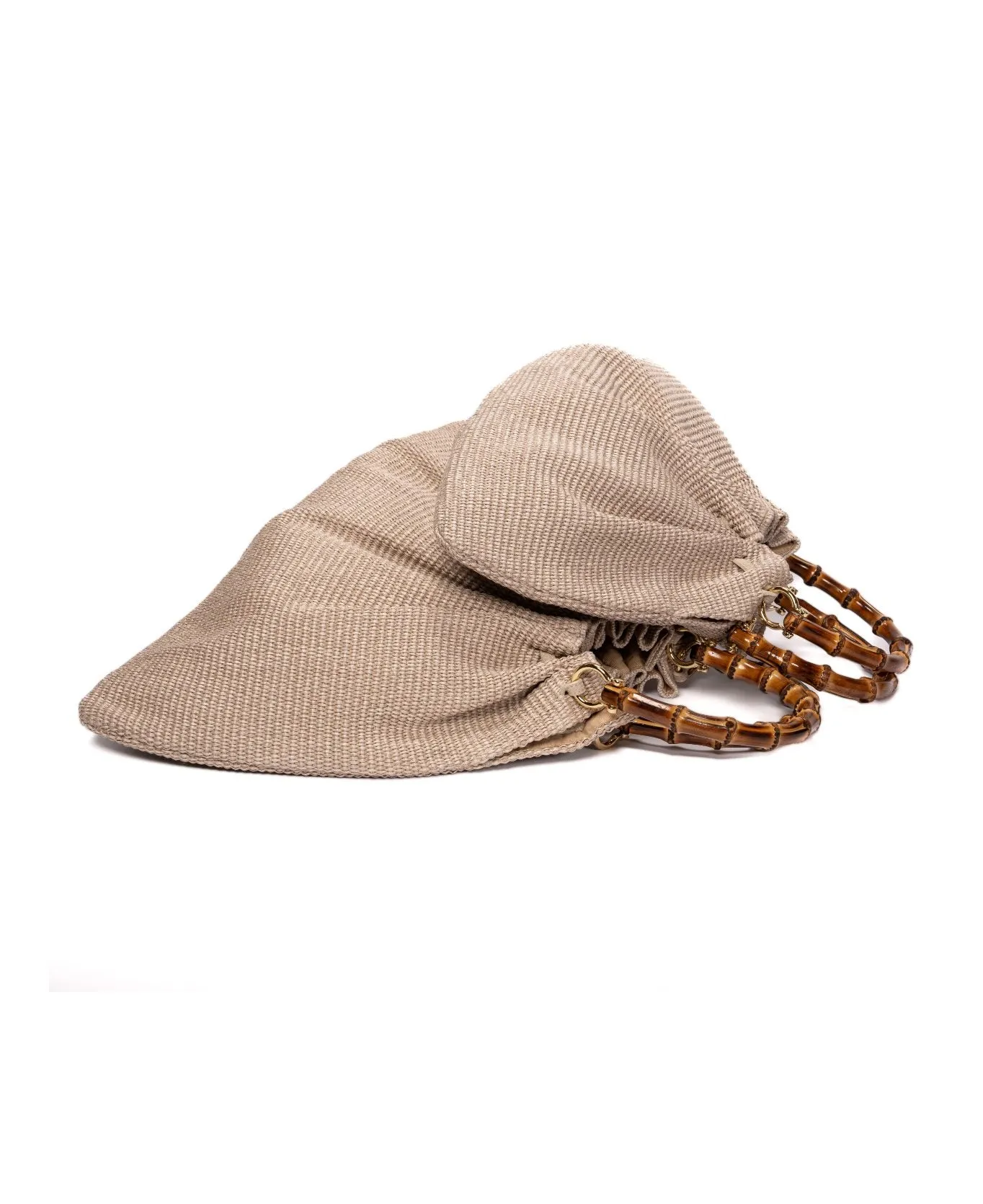 Caterina Raffia Bag Bamboo Handles Light grey- Large
