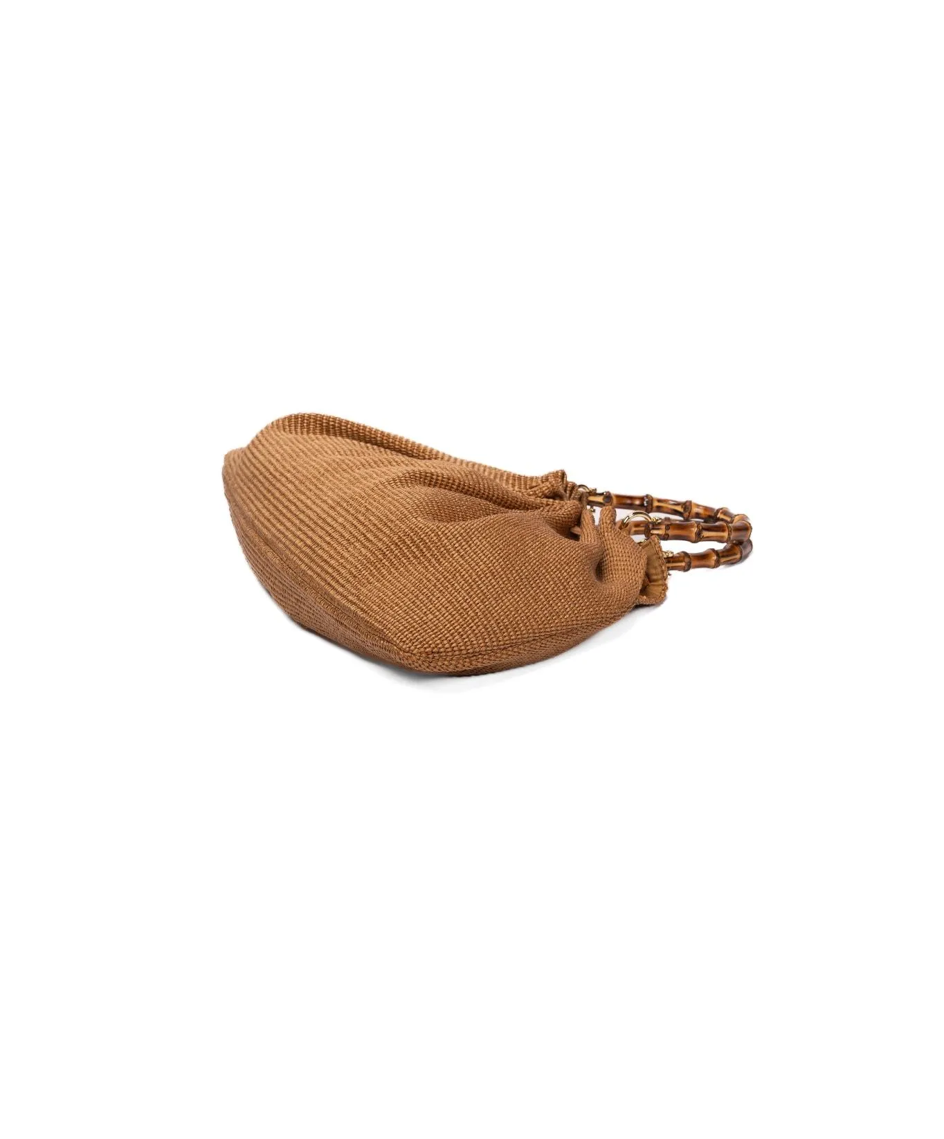 Caterina Raffia Bag Bamboo Handles Tobacco brown- Large