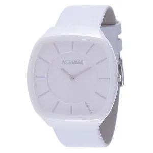 Ceramic Case White Leather Band Watch For Men and Women - Heloisa 76120210