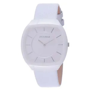 Ceramic Case White Leather Band Watch for Women - Heloisa 76120212
