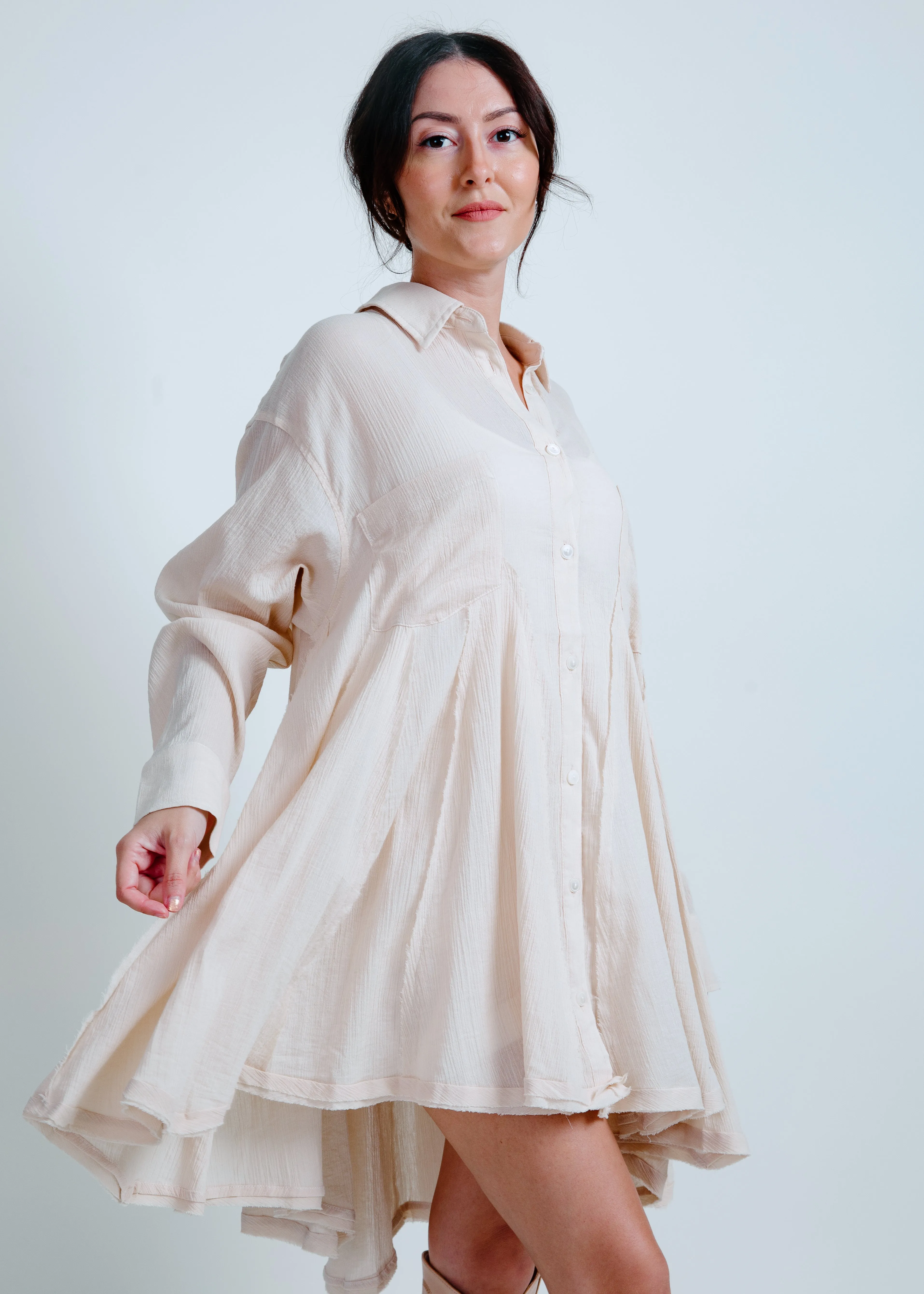 Channing Button Down Tunic - Natural