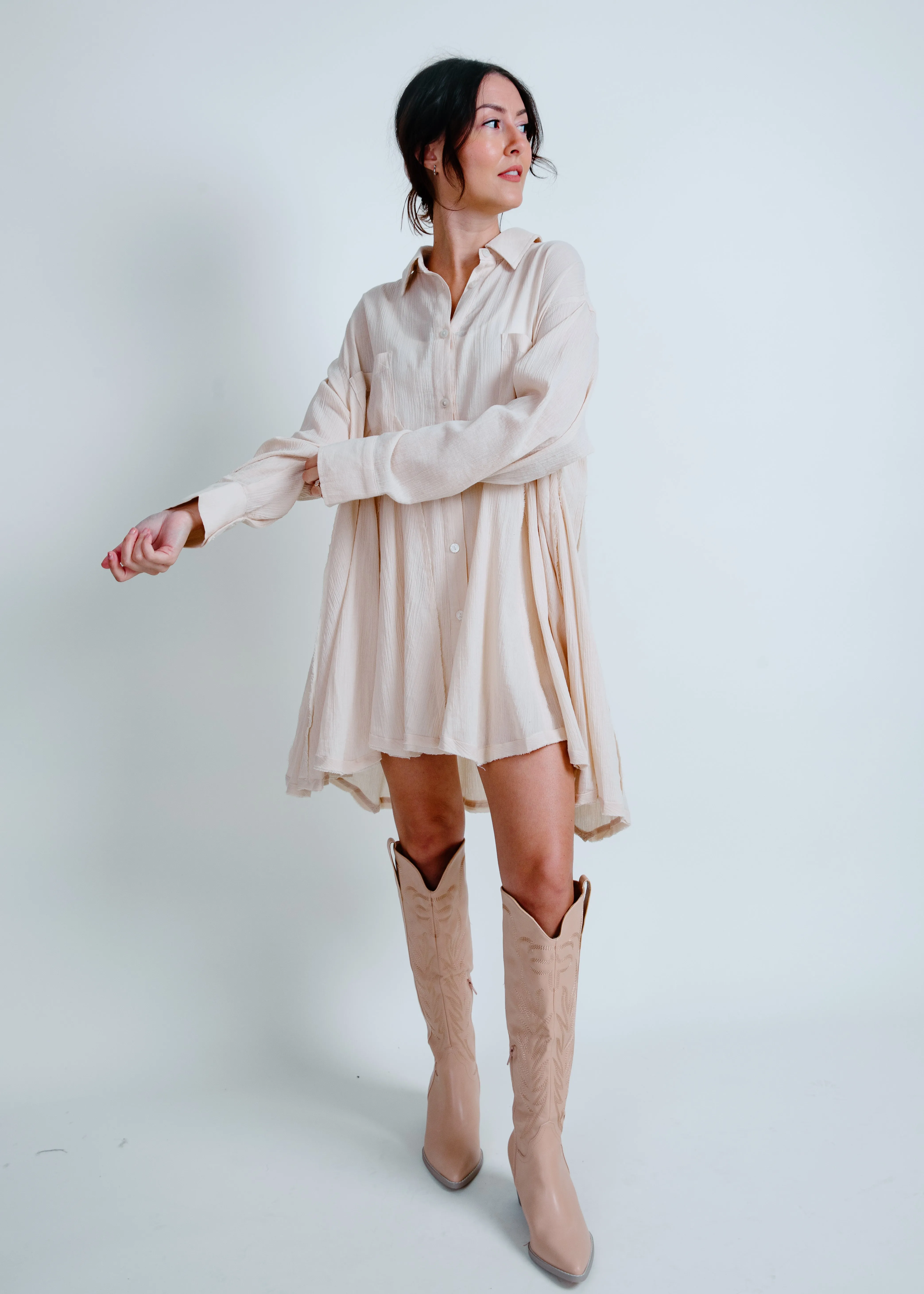 Channing Button Down Tunic - Natural