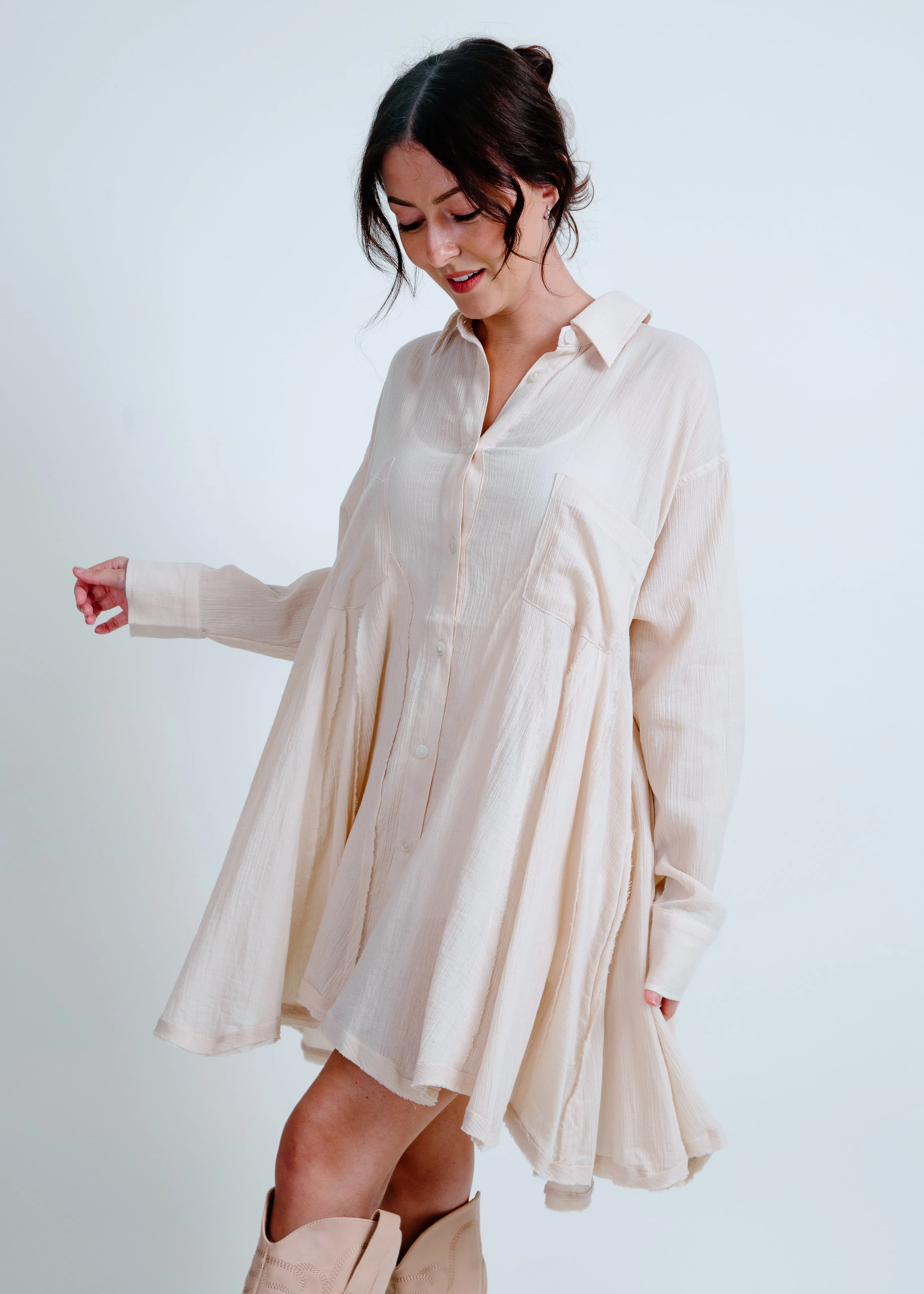 Channing Button Down Tunic - Natural