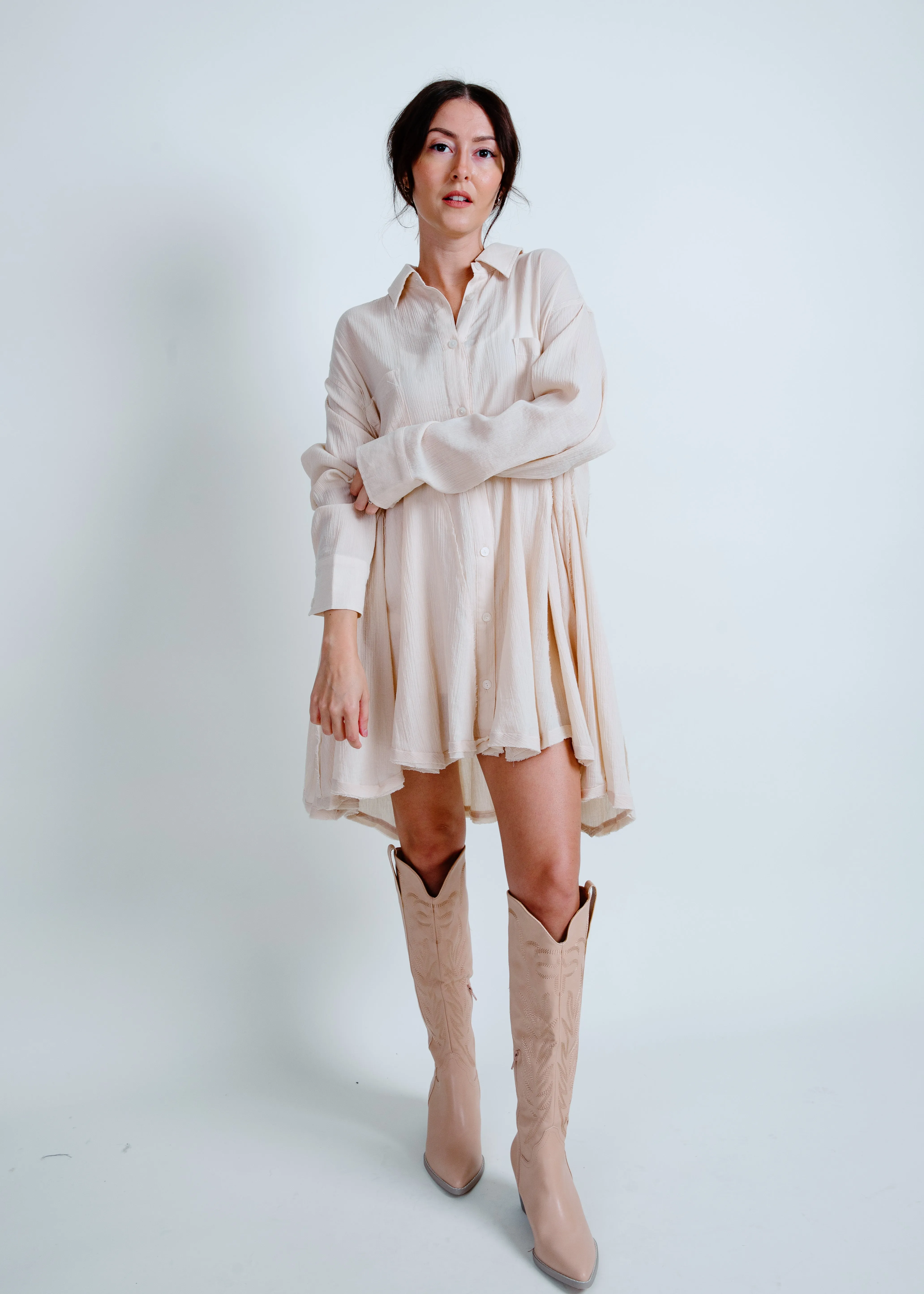 Channing Button Down Tunic - Natural