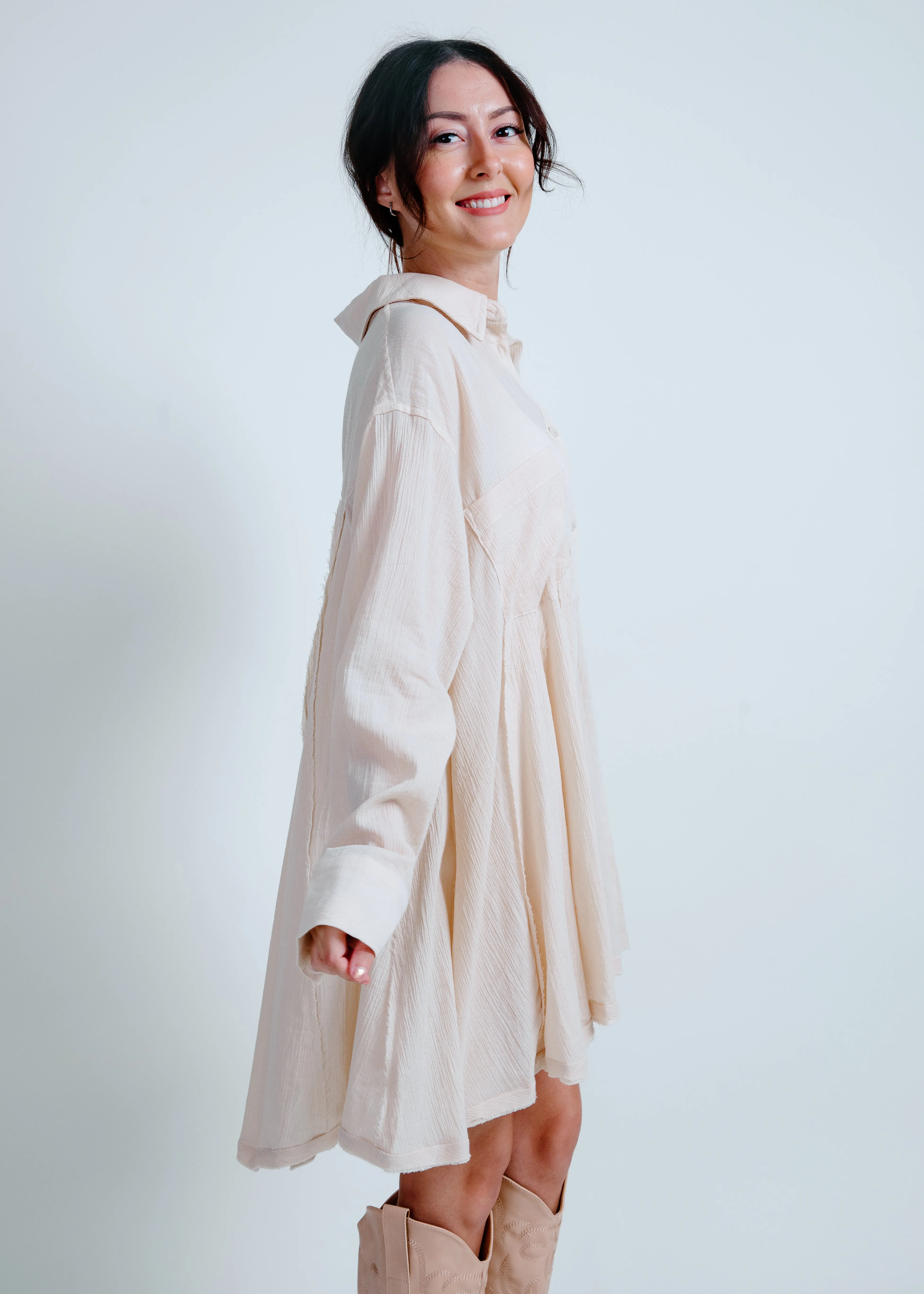 Channing Button Down Tunic - Natural