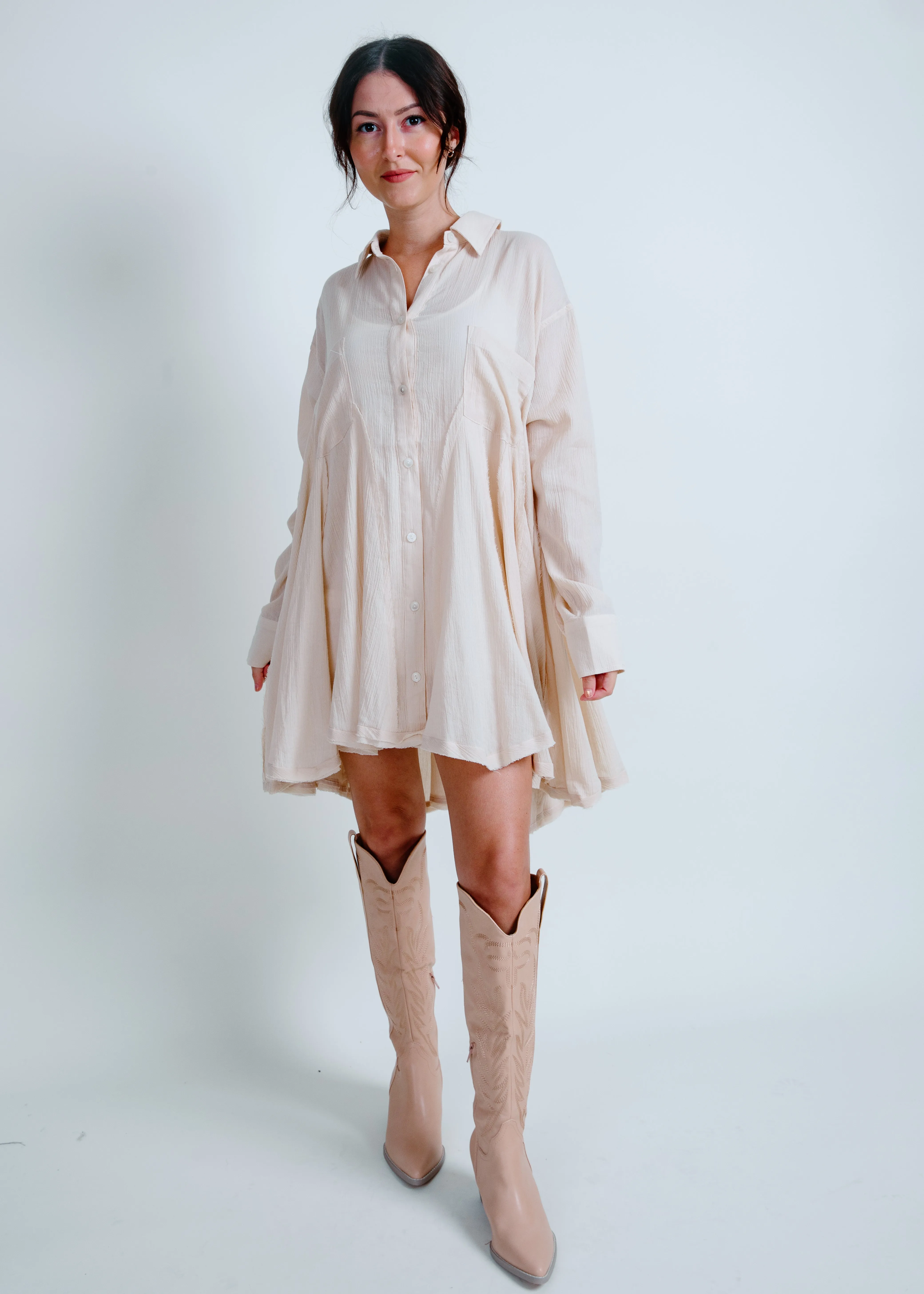 Channing Button Down Tunic - Natural