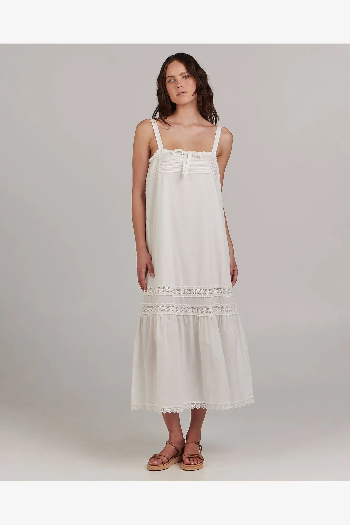 CHARLIE HOLIDAY POPPY MIDI DRESS - WHITE