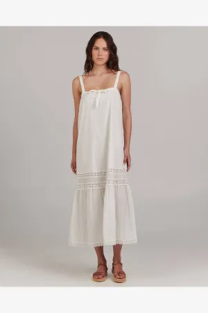 CHARLIE HOLIDAY POPPY MIDI DRESS - WHITE