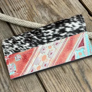 Checkbook Cover - Chocolate & White w/ Fiesta Navajo