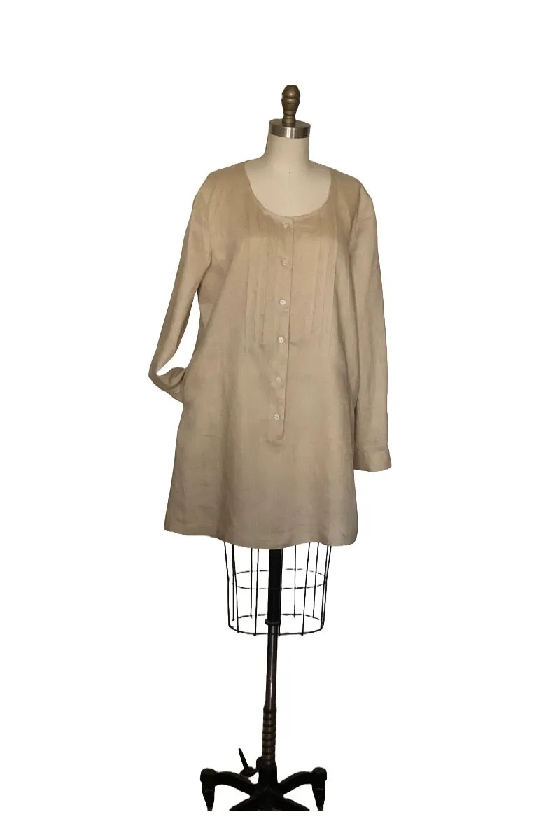 Classic Long Sleeve Linen Tunic - Style #1773K (Taupe)