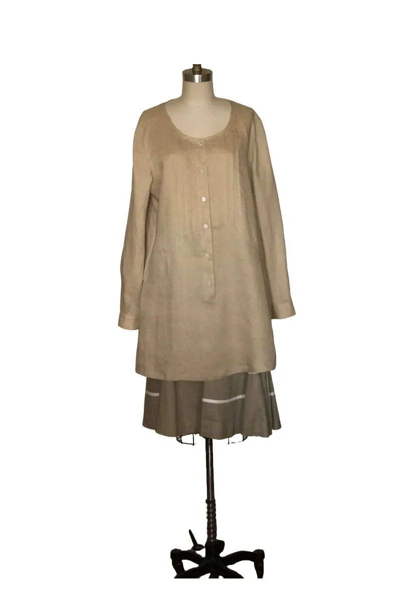 Classic Long Sleeve Linen Tunic - Style #1773K (Taupe)