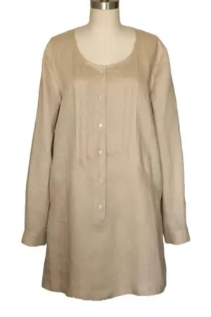Classic Long Sleeve Linen Tunic - Style #1773K (Taupe)