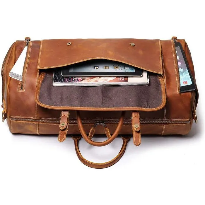Clay Leather Duffel Bag for Men
