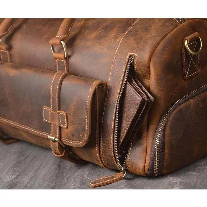 Clay Leather Duffel Bag for Men