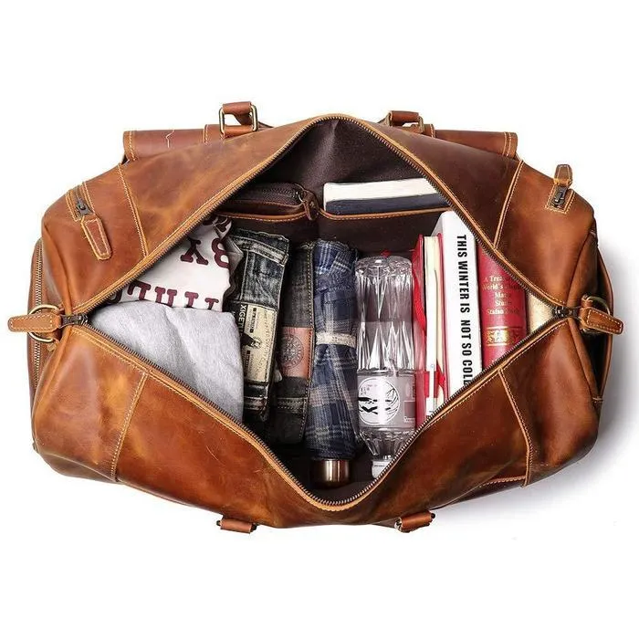 Clay Leather Duffel Bag for Men