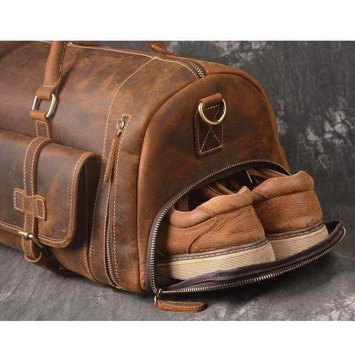 Clay Leather Duffel Bag for Men