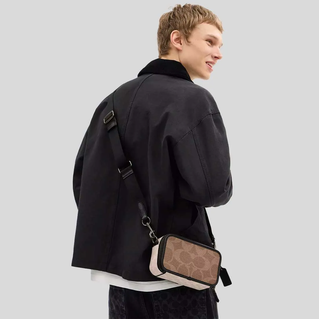 COACH Wyatt Crossbody Bag In Blocked Signature Canvas Sand/Tan RB-CAB80
