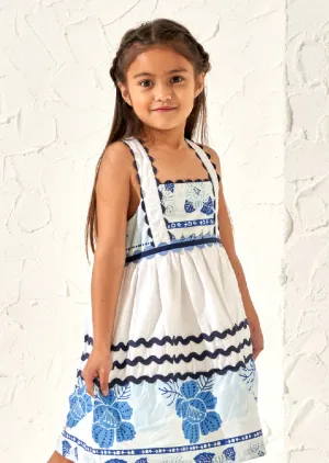 Connie Blue Print Rik Rak Sundress