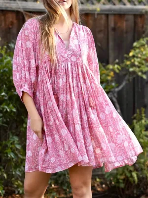 Cotton Mini Dress - Pink FINAL SALE