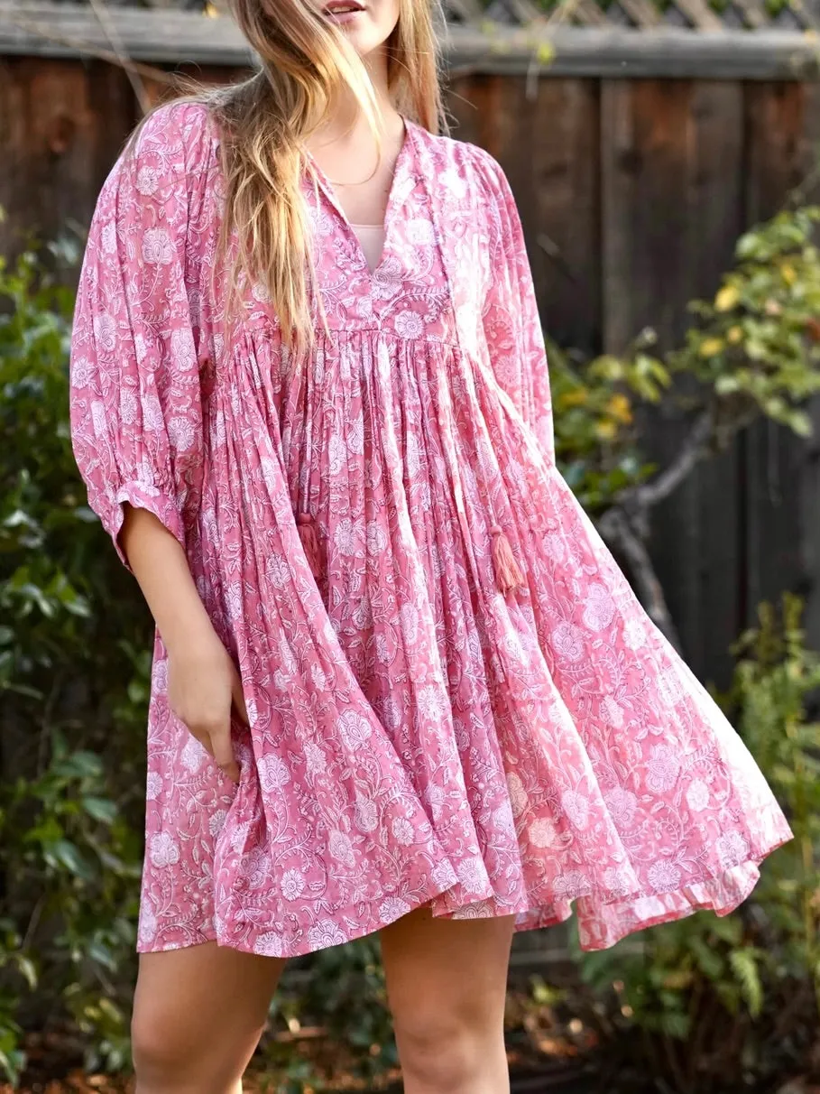 Cotton Mini Dress - Pink FINAL SALE