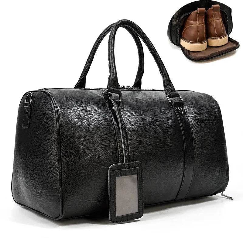 Cow Leather Luxury Travel Bag Weekender for Men and Women