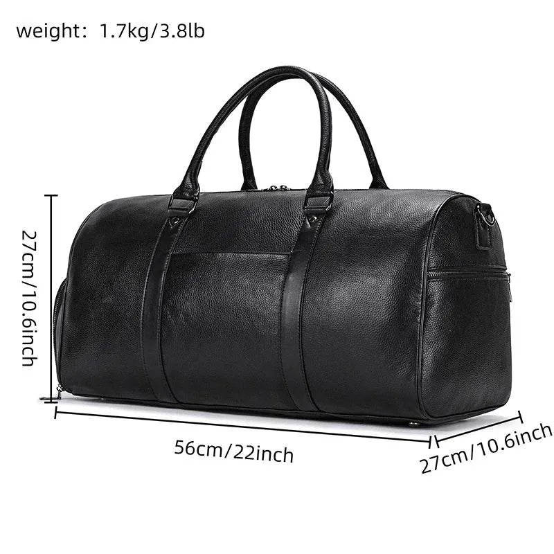 Cow Leather Luxury Travel Bag Weekender for Men and Women