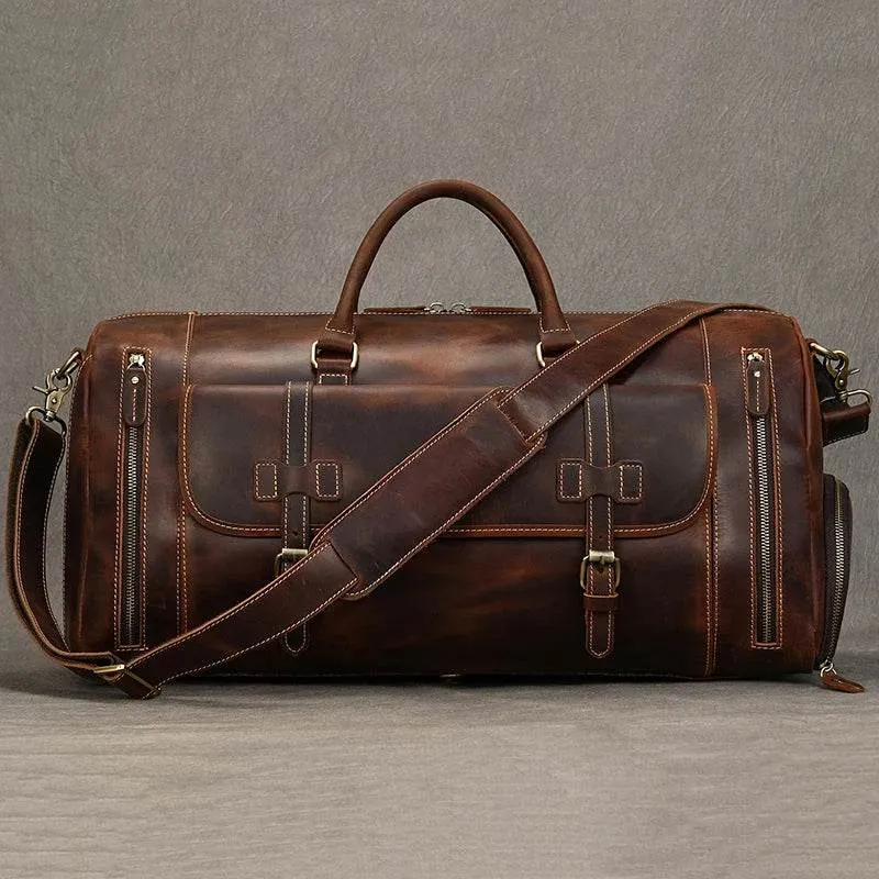 Crazy Horse Leather Duffle – Large Capacity Travel Weekender