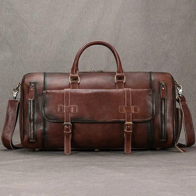 Crazy Horse Leather Duffle – Large Capacity Travel Weekender